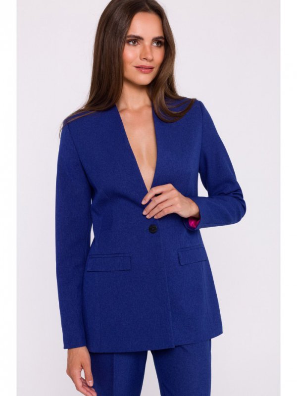 Stylove S370 Marynarka z kwiatkiem - niebieska