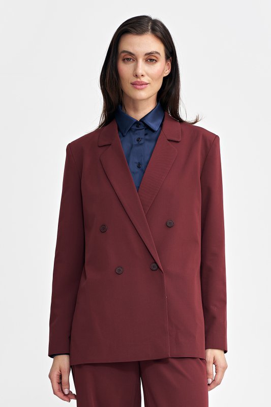 Nife Marynarka oversize, dwurzędowa - bordo - Z69