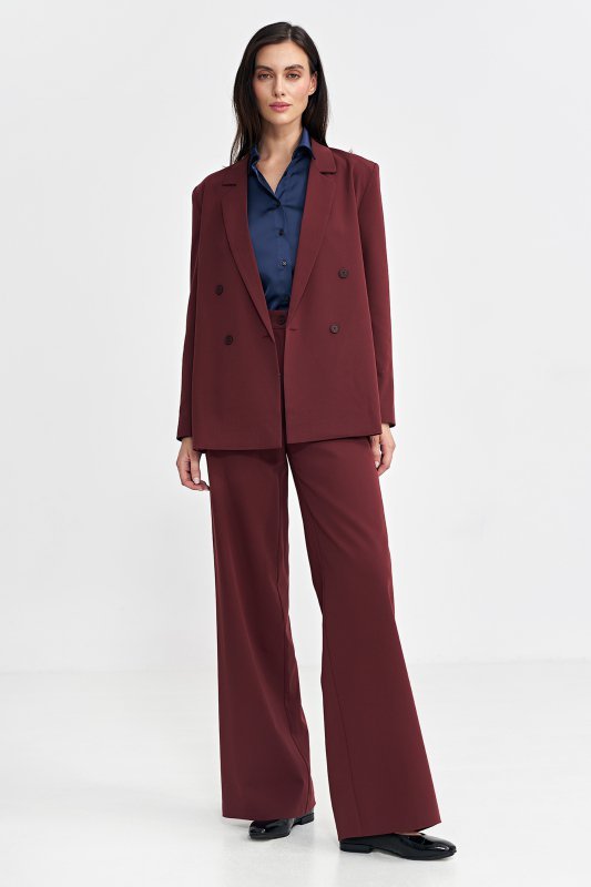 Nife Marynarka oversize, dwurzędowa - bordo - Z69