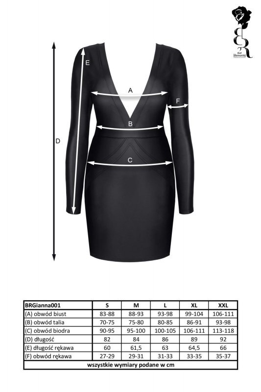 Demoniq Bielizna - BRGIANNA001 sukienka czarna rozmiar