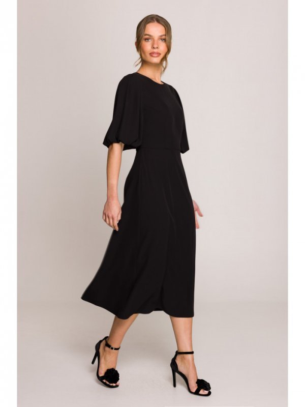 Stylove S399 Sukienka z bufiastymi rękawami - czarna