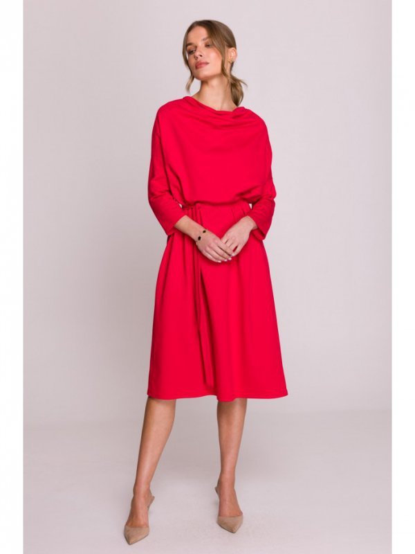 Stylove S403 Sukienka oversize z modalu - czerwona