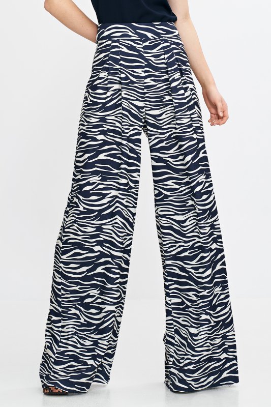 Nife Spodnie palazzo - wzór zebra- granat - SD115