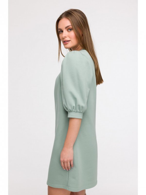 BeWear B291 Sukienka z bufiastymi rękawami - miętowa