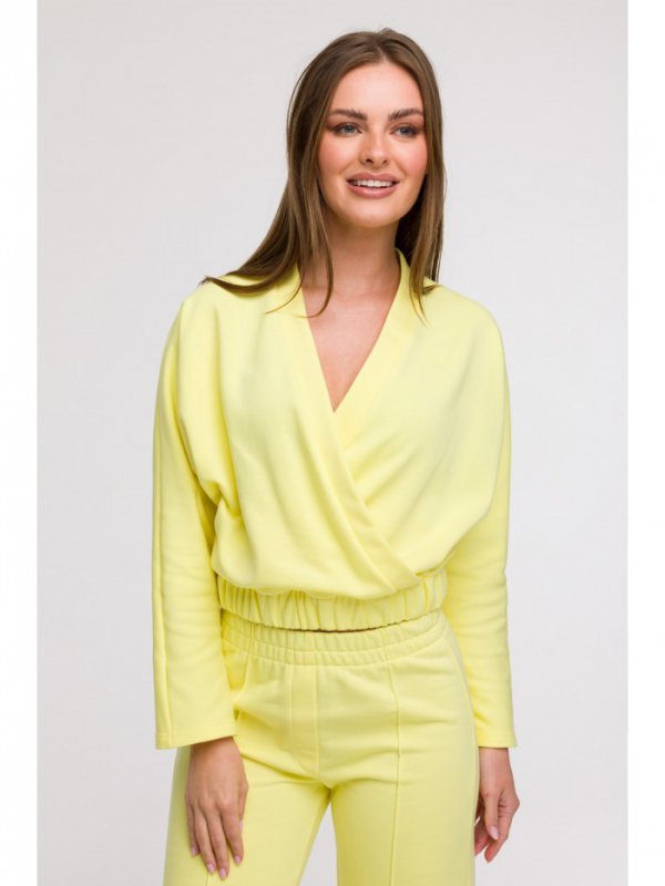 BeWear B292 Bluza z kopertowym dekoltem - cytrynowa