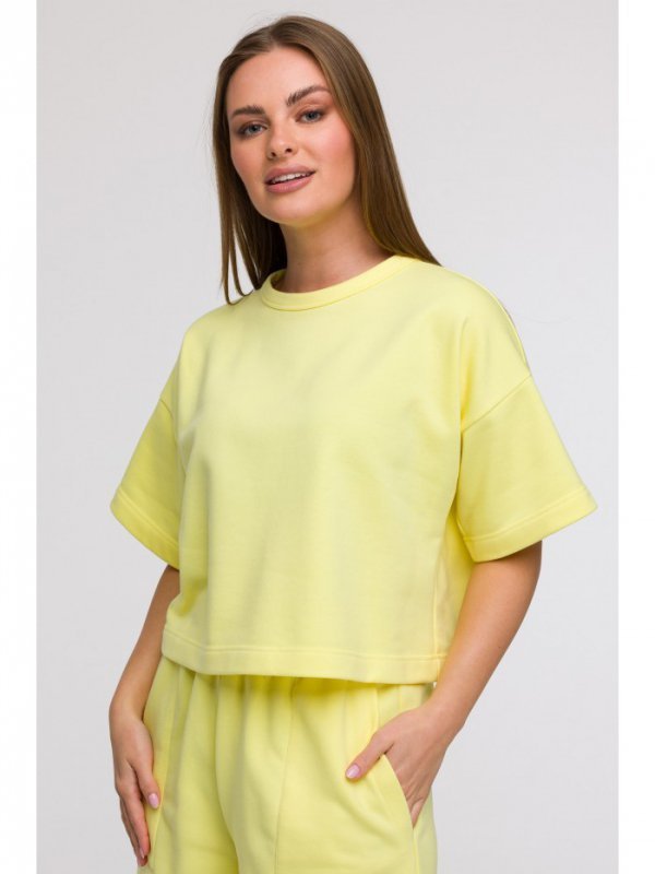 BeWear B294 Bluza oversize z krótkimi rękawami - cytrynowa