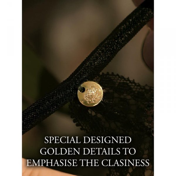 Le Désir Ami - Thong with Adjustable Sliders and Golden Details - Plus Size