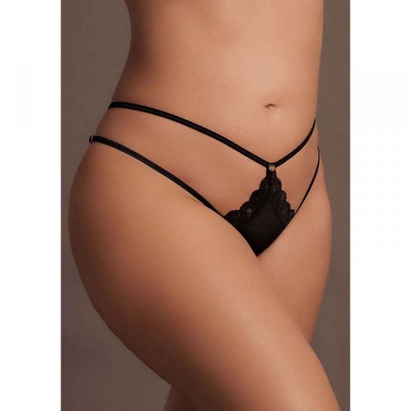 Le Désir Ami - Thong with Adjustable Sliders and Golden Details - Plus Size