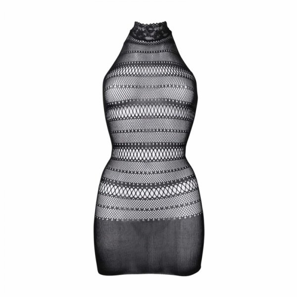Le Désir High Lace Neck Net Mini Dress - One Size