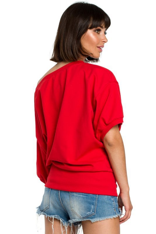BeWear B079 Bluza z kimonowymi rękawami czerwona