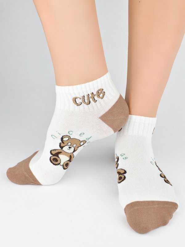 NOVITI STOPKI DAMSKIE ST089 BAWEŁNA MIŚ