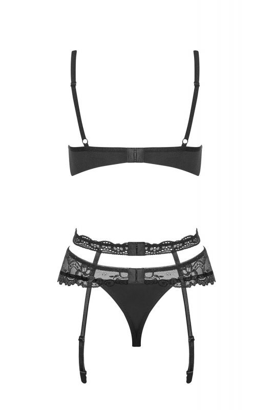 Obsessive Heartina set bielizna nocna komplet biustonosz + stringi + pas do pończoch