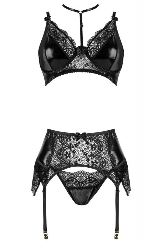 Beauty Night Noir Fantasy set BN6748 bielizna nocna komplet biustonosz + stringi + pas do pończoch