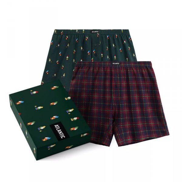 Atlantic Bokserki 013 2-pak zielone/granatowe
