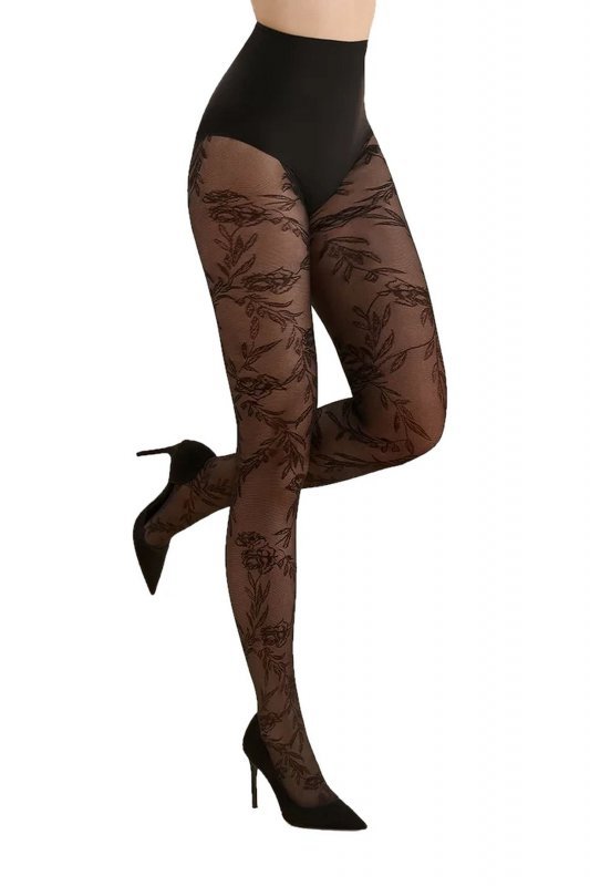 Gabriella Rajstopy Floral 576 czarne