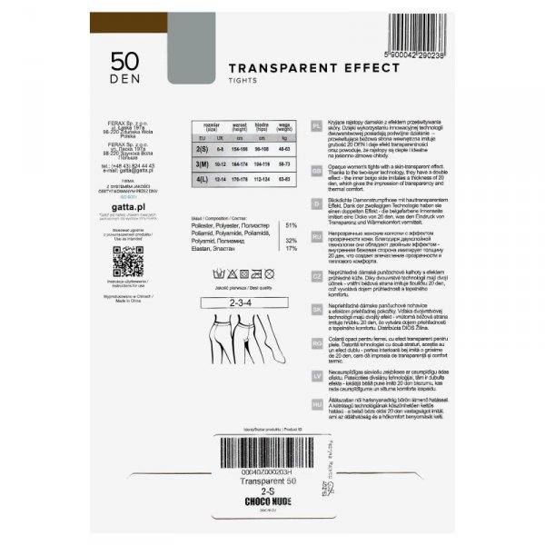 Gatta Rajstopy transparent effect 50 den choco nude