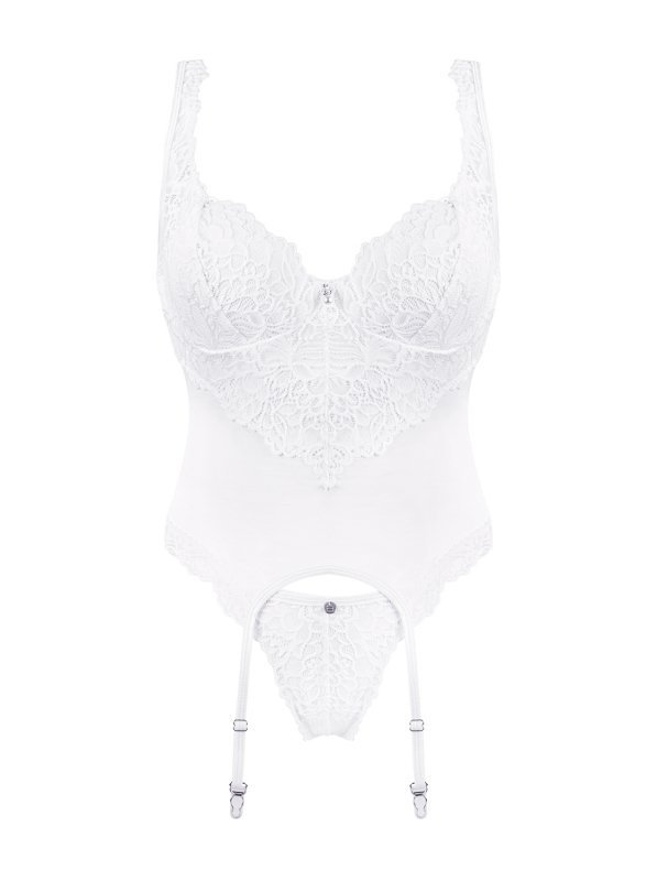 Obsessive Gorset i stringi Amor Blanco białe