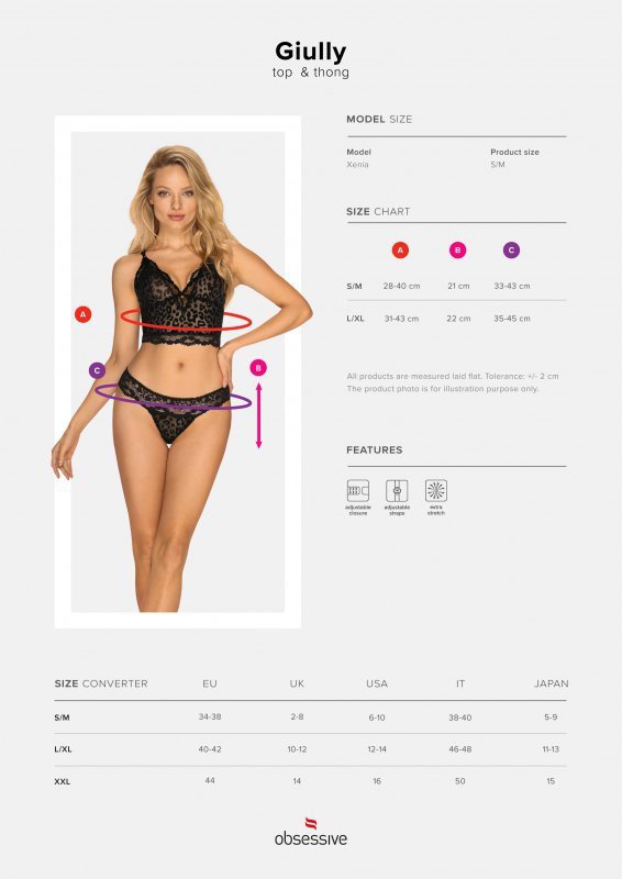 Obsessive Top i stringi Giully czarne