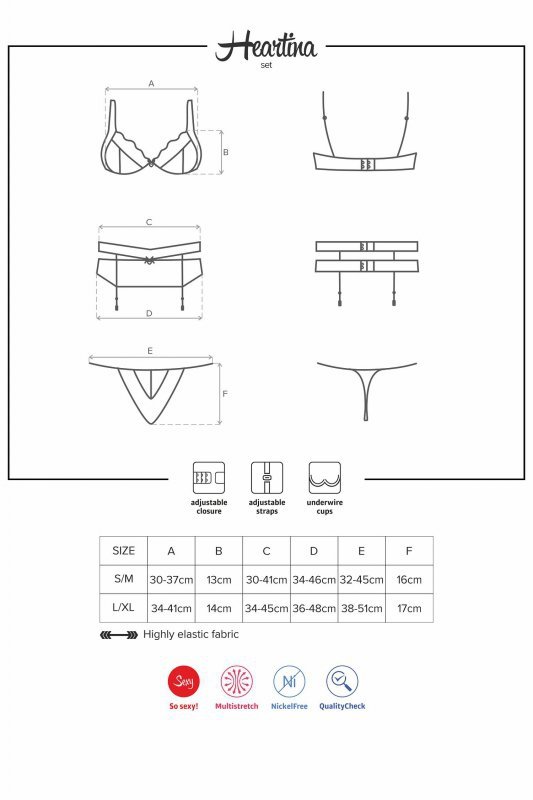 Obsessive Komplet 3-częściowy Heartina czerwony