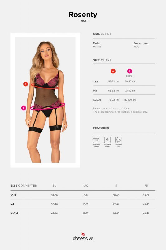 Obsessive Gorset i stringi Rosenty milticoloured