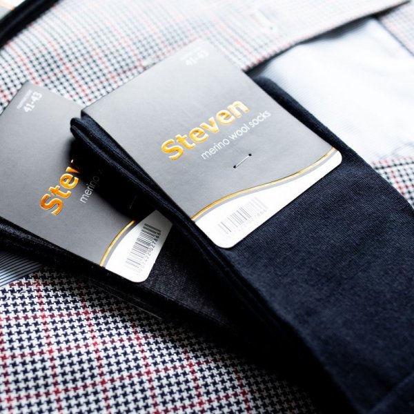 Steven Skarpety garniturowe merino wool 130 czarne