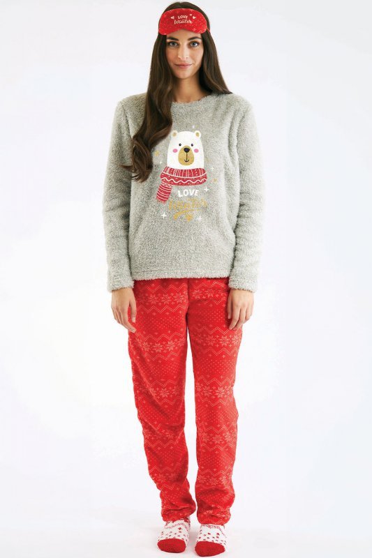 Sorbetto BUNAD Zestaw Prezentowy - Piżama Polarowa, Skarpety, Opaska na Oczy, szary