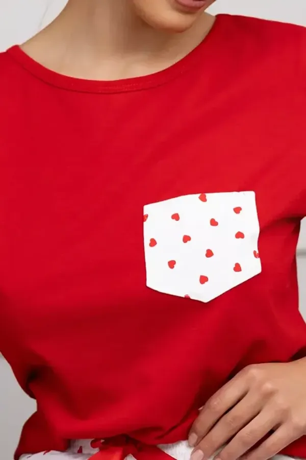 Sensis ADELAIDE Bawełniana piżama długa, czerwona