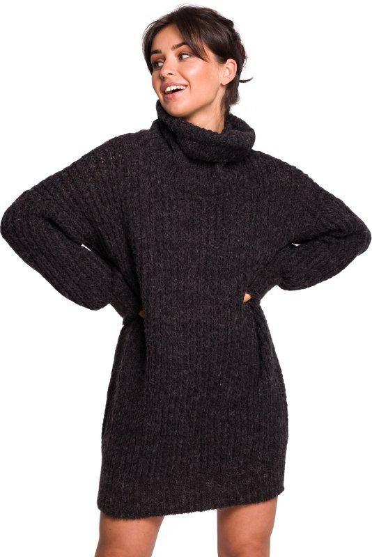 Be Knit BK030 Długi sweter z golfem - antracyt - WYSYŁKA 24H