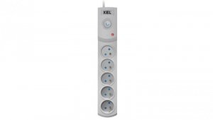 Przedłużacz przeciwprzepięciowy professional 5 gniazd 3m 10A 230V 2300W szary W-100035