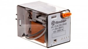 Przekaźnik miniaturowy 3P 10A 230V AC przycisk testujący mechaniczny wskaźnik zadziałania AgNi 60.13.8.230.0040