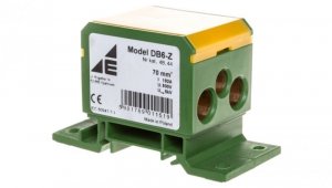 Blok rozdzielczy 2x4-70mm2/2x4-50mm2/1x4-25mm2 żółto-zielony montaż płaski i na szynę TH DB6-Z 48.44