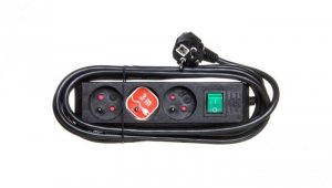 Listwa zasilajaca Eco-Line 3m /z wyłącznikiem/ 3x230V czarna H05VV-F 3G1,5 1152304130