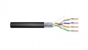 Kabel teleinformatyczny F/UTP kat.6 PE AWG 23/1 szpula czarny zewnętrzny żelowany DK-TP622 /305m/