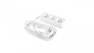 Przedłużacz 3-gniazda z/u 3m /H05VV-F 3G1/ biały PM-BW-3G-30