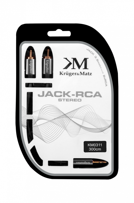 Kabel wtyk jack 3.5 - 2RCA stereo 3.0m Kruger&amp;Matz