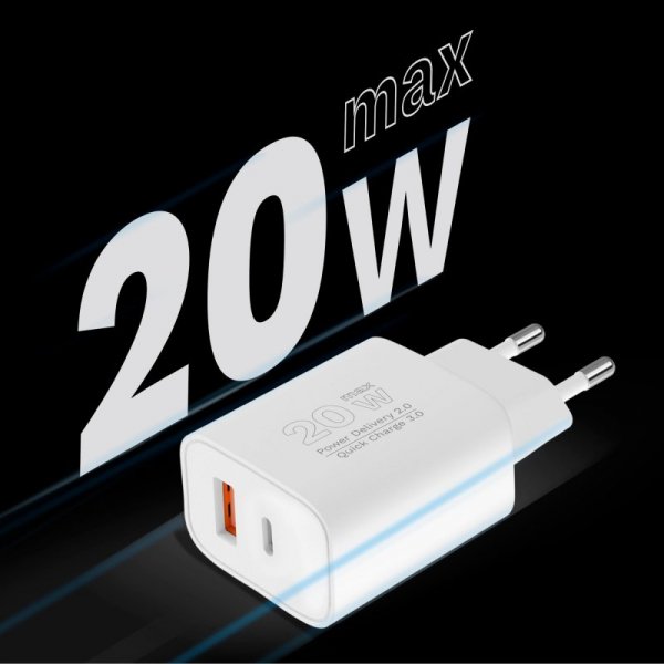 Ładowarka sieciowa Kruger&amp;Matz GaN dual USB z funkcją Power Delivery i Quick Charge