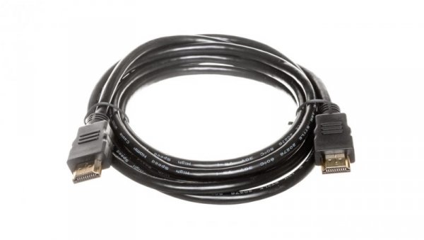 Kabel połączeniowy HDMI Highspeed 2.0 z Eth. GOLD Typ HDMI A/HDMI A, M/M czarny 2m AK-330107-020-S