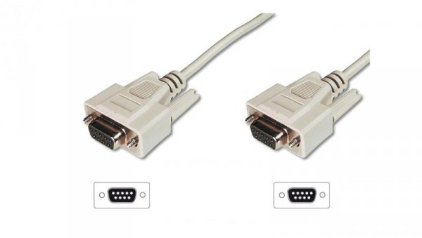 Kabel połączeniowy RS232 1:1 Typ DSUB9/DSUB9, Ż/Ż beżowy 5m AK-610106-050-E