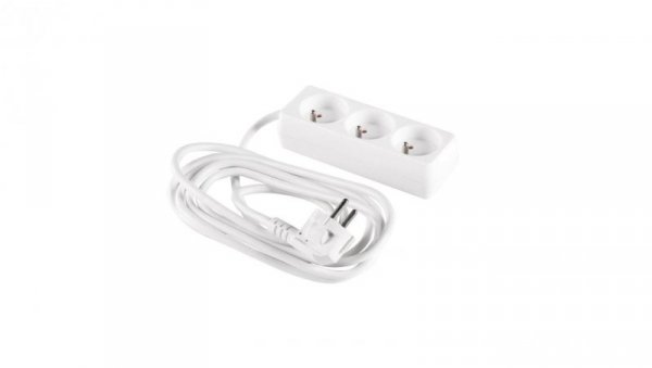 Przedłużacz 3-gniazda z/u 3m /H05VV-F 3G1/ biały PM-BW-3G-30
