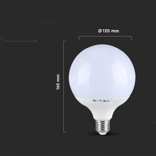 Żarówka LED V-TAC SAMSUNG CHIP 22W E27 Kula Glob G120 120Lm/W VT-242-N 4000K 2600lm 5 Lat Gwarancji