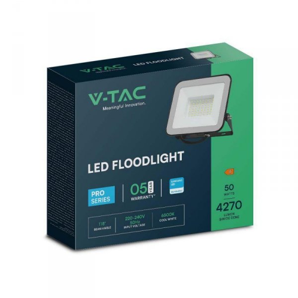 Projektor LED V-TAC 50W SAMSUNG CHIP PRO-S Czarny VT-44050 6500K 4270lm 5 Lat Gwarancji