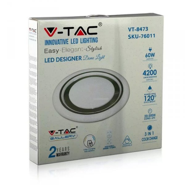 Plafon Sufitowy V-TAC 60W LED Pilot CCT Timer Gwiazdy fi.480 VT-8473 2700K-6400K 4200lm