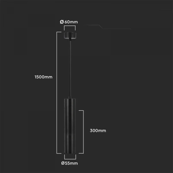 Oprawa Zwieszana V-TAC GU10 GU10 Czarny 55x300mm VT-976-300 3 Lata Gwarancji