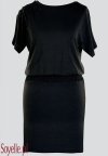 ASTRA sukienka - długa tunika z krótkim rękawkiem fuksja, czarna