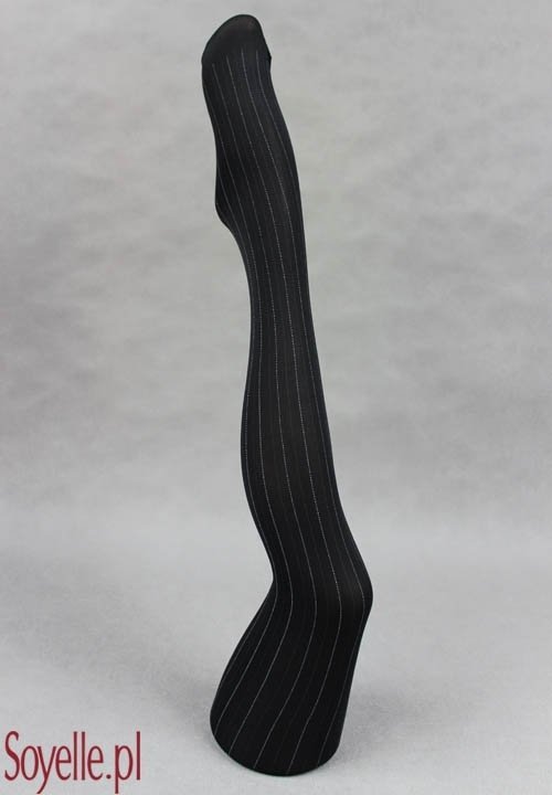 EMMY 807 rajstopy 3D, czarne w tenisowy prążek szaro biały