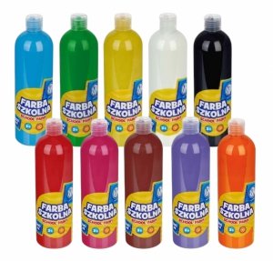 FARBY Plakatowe Szkolne Astra 500ml 10 KOLORÓW ZESTAW