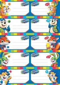 NAKLEJKI NA ZESZYT BAMBINO NALEPKI PAPIEROWE SZKOLNE MAJEWSKI 10 sztuk