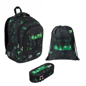 ZESTAW PLECAK 3 KOMOROWY PIÓRNIK WOREK NA OBUWIE GREEN GAME