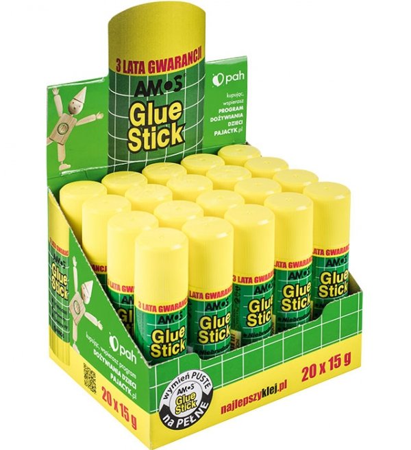 Klej w sztyfcie Amos szkolny biurowy 15 g ORYGINALNY