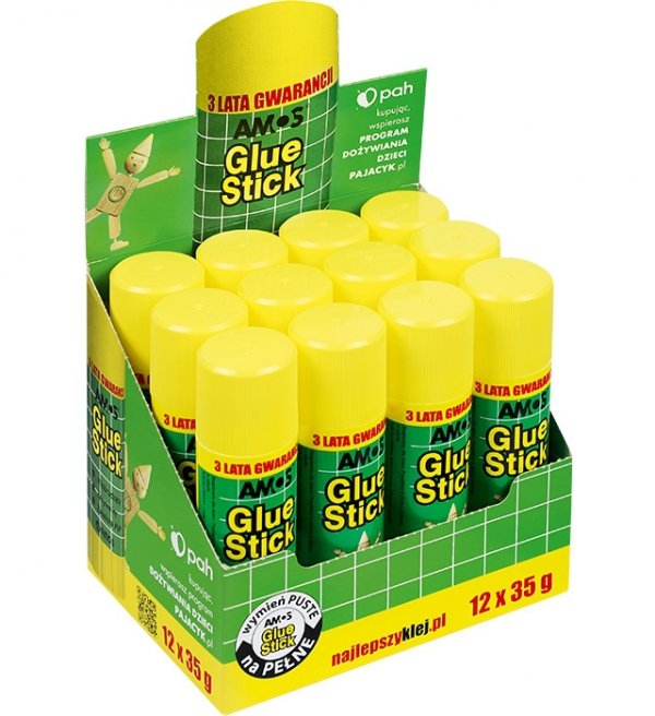 Klej w sztyfcie Amos szkolny biurowy 35 g ORYGINALNY